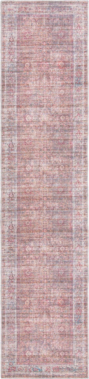Washable Rust Red and Brown 2' 7 x 12' Nostalgia Runner Area Rug Easy to Clean Stain Resistant & Durable Polyester Chenille Vintage Distressed Carpet for Sale at Rug Engine