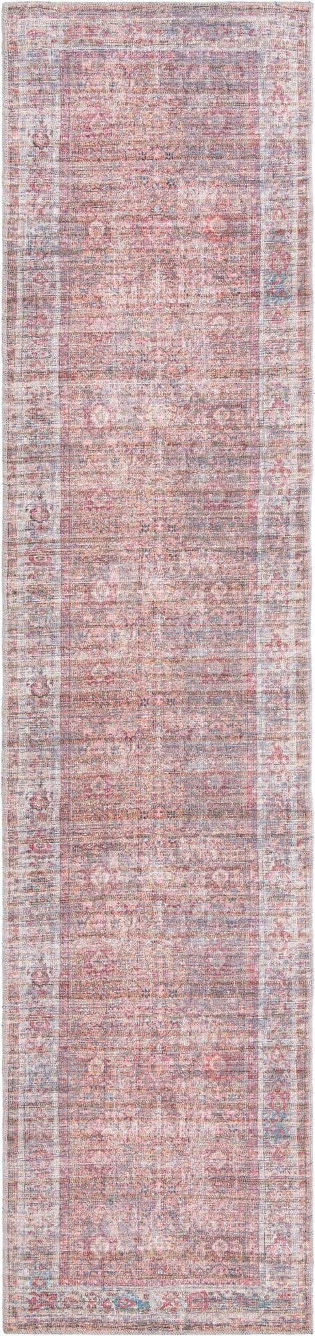 Washable Rust Red and Brown 2' 7 x 12' Nostalgia Runner Area Rug Easy to Clean Stain Resistant & Durable Polyester Chenille Vintage Distressed Carpet for Sale at Rug Engine