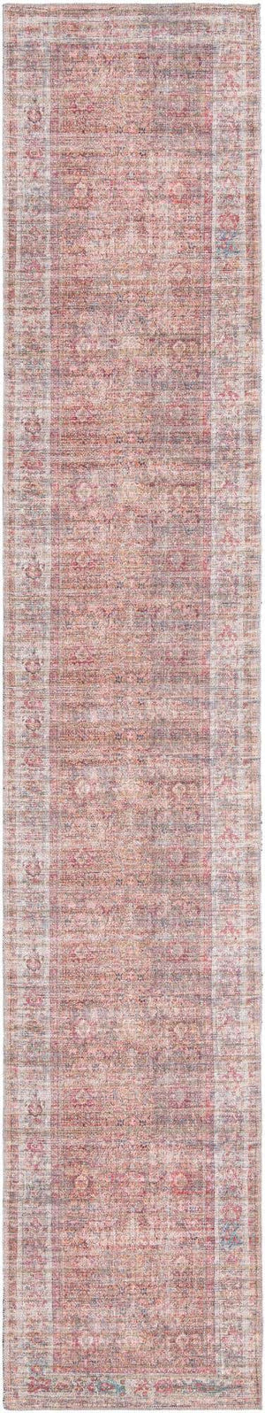 Washable Rust Red and Brown 2' 7 x 14' 1 Nostalgia Runner Area Rug Easy to Clean Stain Resistant & Durable Polyester Chenille Vintage Distressed Carpet for Sale at Rug Engine