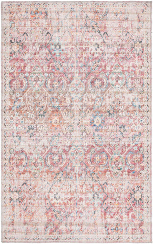 Washable Ivory and Pink 3' 3 x 5' 3 Nostalgia Rectangle Area Rug Easy to Clean Stain Resistant & Durable Polyester Chenille Vintage Distressed Carpet for Sale at Rug Engine