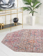 Washable Ivory and Pink 7' 10 x 7' 10 Nostalgia Octagon Area Rug Easy to Clean Stain Resistant & Durable Polyester Chenille Vintage Distressed Carpet for Sale at Rug Engine