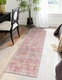 Washable Ivory and Pink 2' 7 x 12' Nostalgia Runner Area Rug Easy to Clean Stain Resistant & Durable Polyester Chenille Vintage Distressed Carpet for Sale at Rug Engine