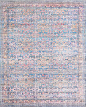 Washable Antique Blue 10' 6 x 13' Nostalgia Rectangle Area Rug Easy to Clean Stain Resistant & Durable Polyester Chenille Vintage Distressed Carpet for Sale at Rug Engine