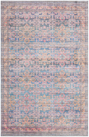 Washable Antique Blue 6' x 9' Nostalgia Washable Rectangle Area Rug Easy to Clean Stain Resistant & Durable Polyester Chenille Vintage Distressed Carpet for Sale at Rug Engine