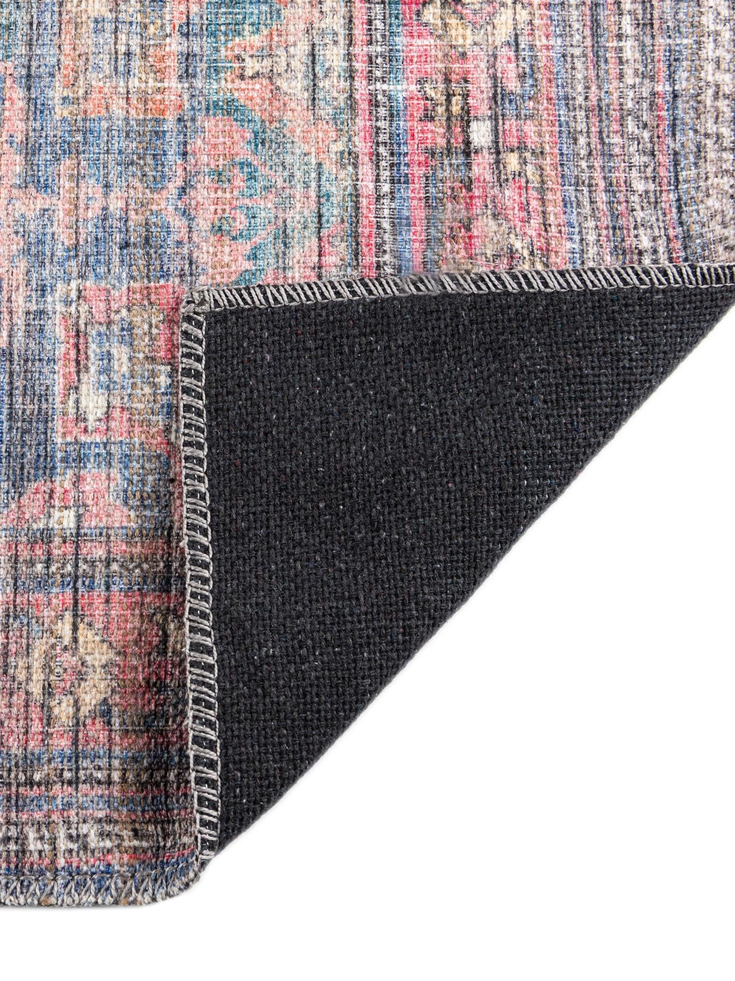 Washable Antique Blue 4' x 6' Nostalgia Washable Rectangle Area Rug Easy to Clean Stain Resistant & Durable Polyester Chenille Vintage Distressed Carpet for Sale at Rug Engine