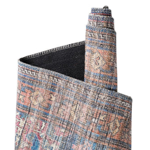 Washable Antique Blue 3' 3 x 5' 3 Nostalgia Rectangle Area Rug Easy to Clean Stain Resistant & Durable Polyester Chenille Vintage Distressed Carpet for Sale at Rug Engine