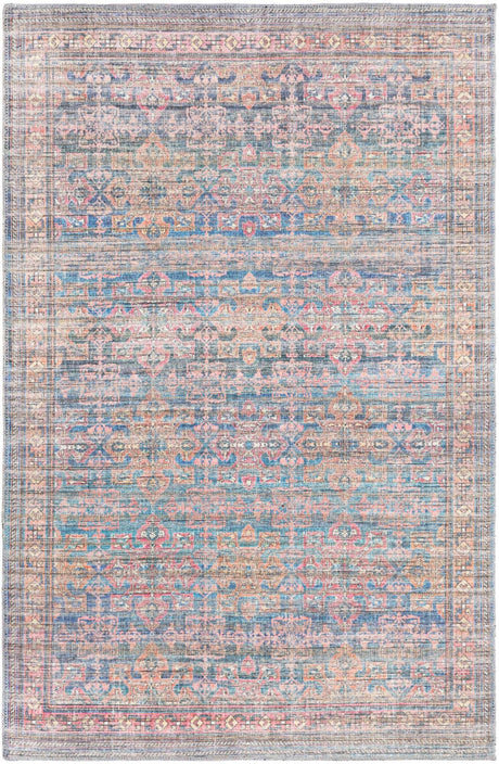 Antique Blue 4' x 6' Nostalgia Washable Rectangle Rug