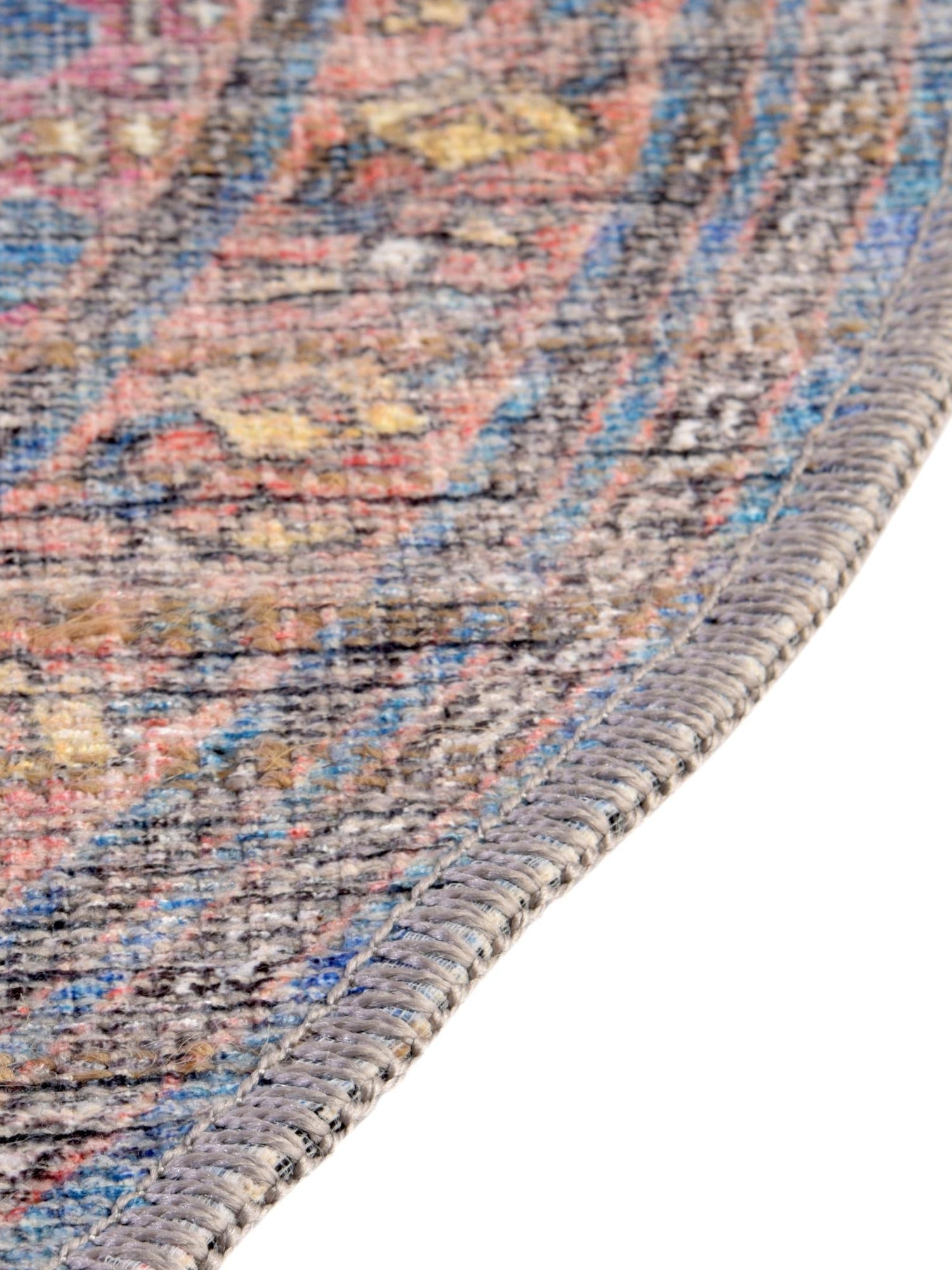 Washable Antique Blue 7' 10 x 10' Nostalgia Oval Area Rug Easy to Clean Stain Resistant & Durable Polyester Chenille Vintage Distressed Carpet for Sale at Rug Engine