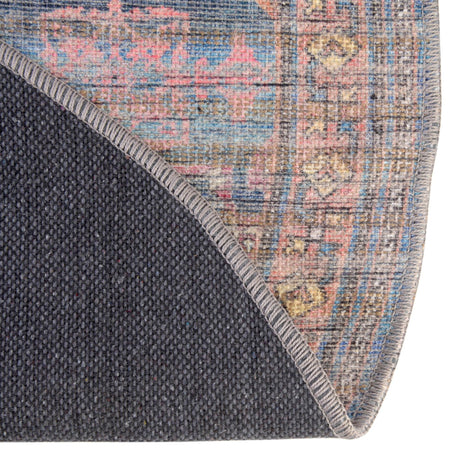 Washable Antique Blue 7' 10 x 10' Nostalgia Oval Area Rug Easy to Clean Stain Resistant & Durable Polyester Chenille Vintage Distressed Carpet for Sale at Rug Engine