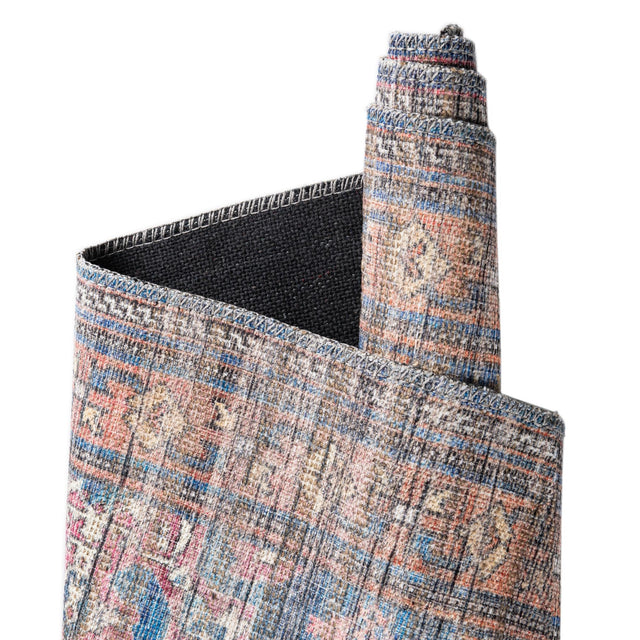 Washable Antique Blue 7' 10 x 7' 10 Nostalgia Square Area Rug Easy to Clean Stain Resistant & Durable Polyester Chenille Vintage Distressed Carpet for Sale at Rug Engine