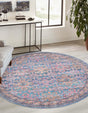Washable Antique Blue 3' 3 x 3' 3 Nostalgia Round Area Rug Easy to Clean Stain Resistant & Durable Polyester Chenille Vintage Distressed Carpet for Sale at Rug Engine