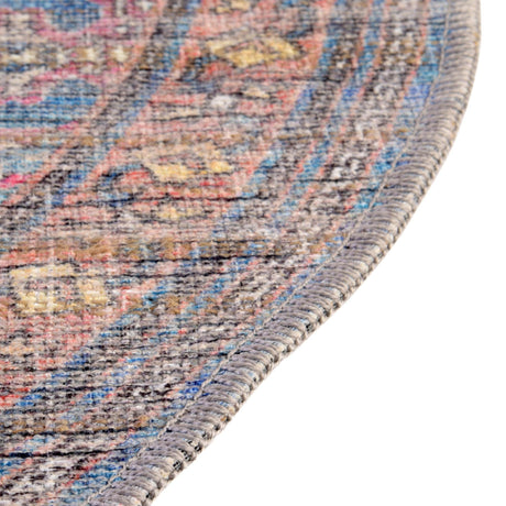 Washable Antique Blue 3' 11 x 3' 11 Nostalgia Round Area Rug Easy to Clean Stain Resistant & Durable Polyester Chenille Vintage Distressed Carpet for Sale at Rug Engine