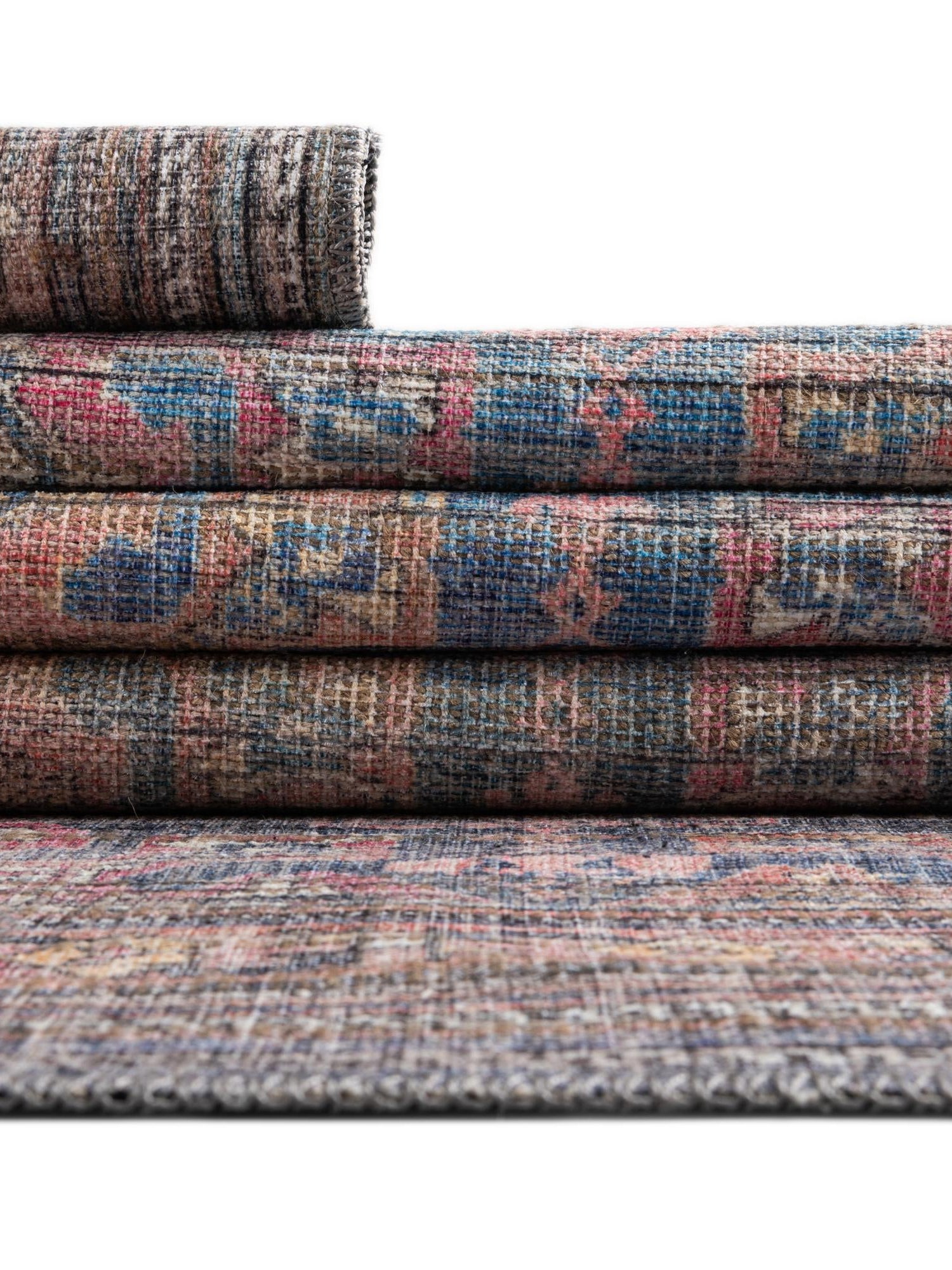 Washable Antique Blue 2' x 10' Nostalgia Runner Area Rug Easy to Clean Stain Resistant & Durable Polyester Chenille Vintage Distressed Carpet for Sale at Rug Engine