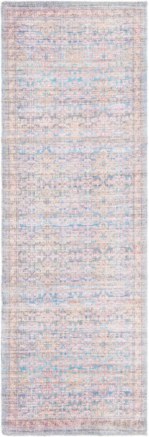 Antique Blue 2' x 6' Nostalgia Washable Runner Rug