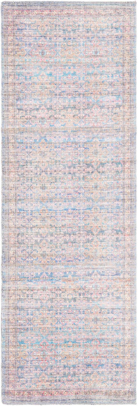 Antique Blue 2' x 6' Nostalgia Washable Runner Rug