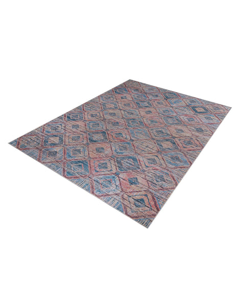 Washable Peach and Blue 10' 6 x 13' Sisu Rectangle Area Rug Easy to Clean Stain Resistant & Durable Polyester Chenille Distressed Vintage Look Carpet for Sale at Rug Engine