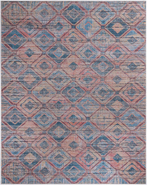 Washable Peach and Blue 10' 6 x 13' Sisu Rectangle Area Rug Easy to Clean Stain Resistant & Durable Polyester Chenille Distressed Vintage Look Carpet for Sale at Rug Engine