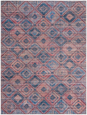 Washable Peach and Blue 9' 2 x 12' Sisu Rectangle Area Rug Easy to Clean Stain Resistant & Durable Polyester Chenille Distressed Vintage Look Carpet for Sale at Rug Engine