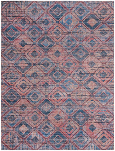 Washable Peach and Blue 9' 2 x 12' Sisu Rectangle Area Rug Easy to Clean Stain Resistant & Durable Polyester Chenille Distressed Vintage Look Carpet for Sale at Rug Engine