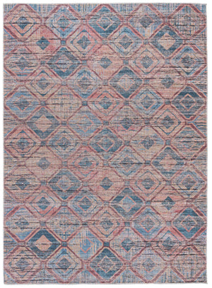 Washable Peach and Blue 7' 3 x 10' Sisu Rectangle Area Rug Easy to Clean Stain Resistant & Durable Polyester Chenille Distressed Vintage Look Carpet for Sale at Rug Engine