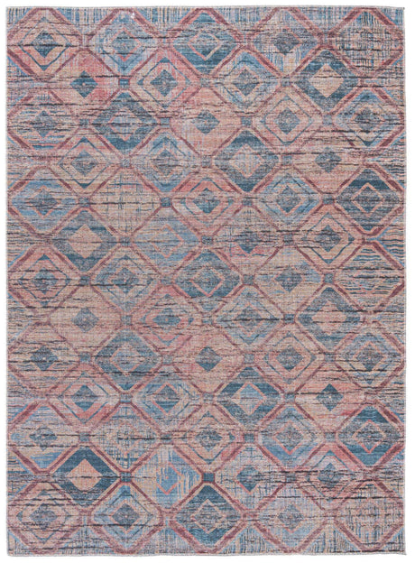Washable Peach and Blue 7' 3 x 10' Sisu Rectangle Area Rug Easy to Clean Stain Resistant & Durable Polyester Chenille Distressed Vintage Look Carpet for Sale at Rug Engine
