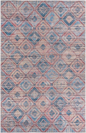 Peach and Blue 6' x 9' Sisu Washable Rectangle Rug