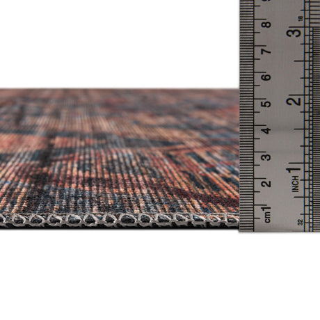 Washable Peach and Blue 3' 3 x 5' 3 Sisu Rectangle Area Rug Easy to Clean Stain Resistant & Durable Polyester Chenille Distressed Vintage Look Carpet for Sale at Rug Engine