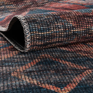 Peach and Blue 6' x 9' Sisu Washable Rectangle Rug