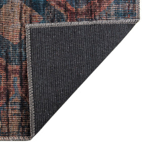 Peach and Blue 6' x 9' Sisu Washable Rectangle Rug