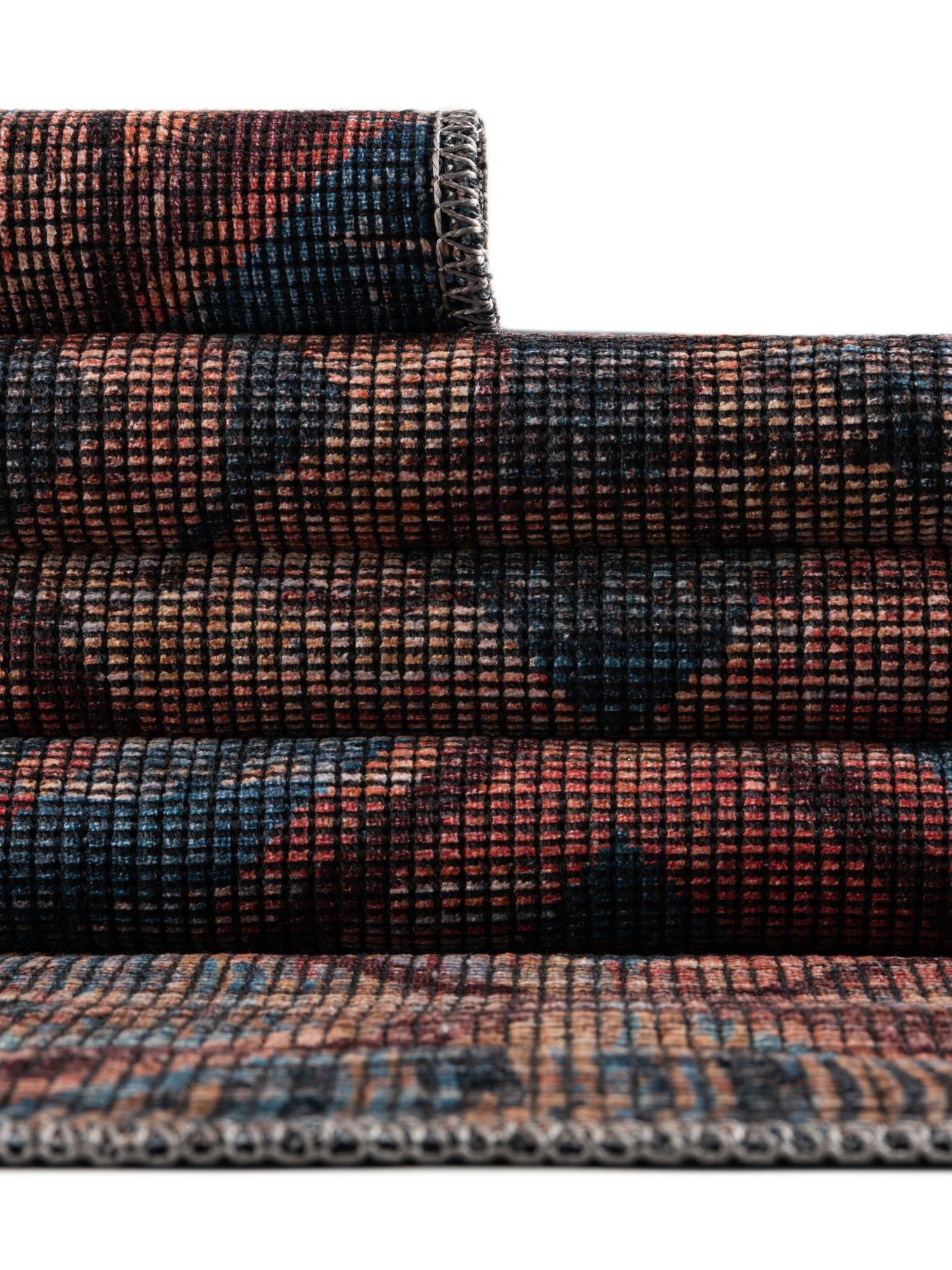 Washable Peach and Blue 5' 3 x 8' Sisu Rectangle Area Rug Easy to Clean Stain Resistant & Durable Polyester Chenille Distressed Vintage Look Carpet for Sale at Rug Engine