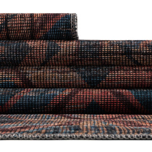Washable Peach and Blue 5' 3 x 8' Sisu Rectangle Area Rug Easy to Clean Stain Resistant & Durable Polyester Chenille Distressed Vintage Look Carpet for Sale at Rug Engine