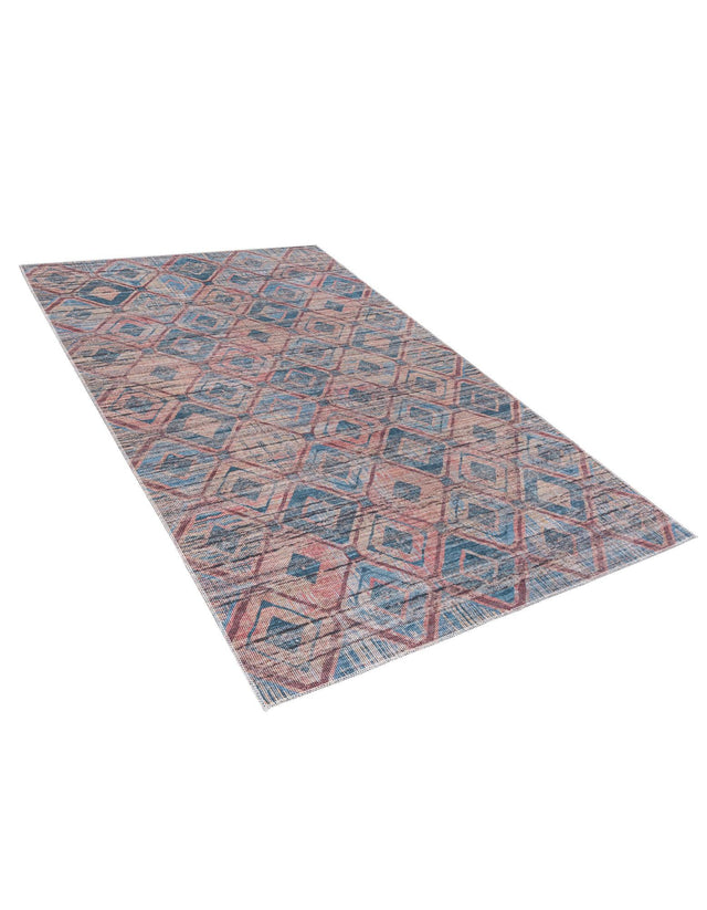 Washable Peach and Blue 5' 3 x 8' Sisu Rectangle Area Rug Easy to Clean Stain Resistant & Durable Polyester Chenille Distressed Vintage Look Carpet for Sale at Rug Engine