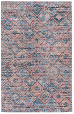 Washable Peach and Blue 5' 3 x 8' Sisu Rectangle Area Rug Easy to Clean Stain Resistant & Durable Polyester Chenille Distressed Vintage Look Carpet for Sale at Rug Engine