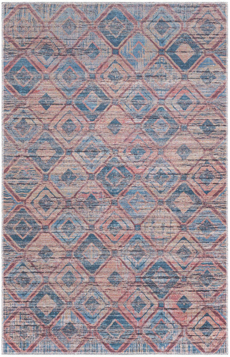 Peach and Blue 4' x 6' Sisu Washable Rectangle Rug