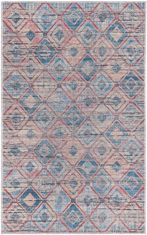Washable Peach and Blue 3' 3 x 5' 3 Sisu Rectangle Area Rug Easy to Clean Stain Resistant & Durable Polyester Chenille Distressed Vintage Look Carpet for Sale at Rug Engine