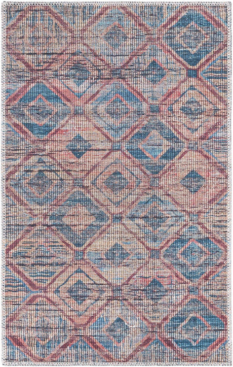 Washable Peach and Blue 2' x 3' Sisu Rectangle Area Rug Easy to Clean Stain Resistant & Durable Polyester Chenille Distressed Vintage Look Carpet for Sale at Rug Engine