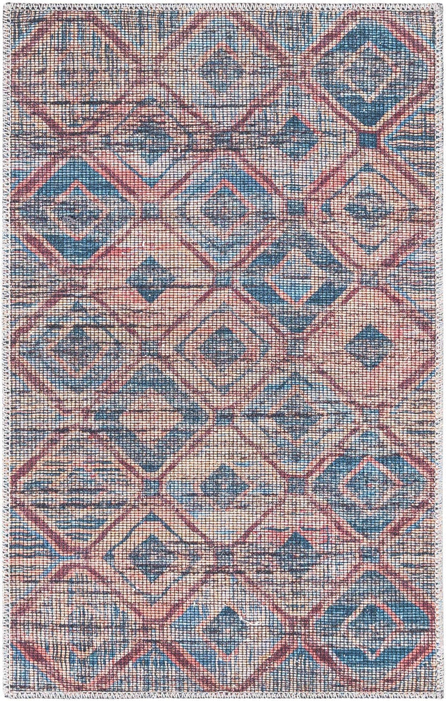 Washable Peach and Blue 2' x 3' Sisu Rectangle Area Rug Easy to Clean Stain Resistant & Durable Polyester Chenille Distressed Vintage Look Carpet for Sale at Rug Engine