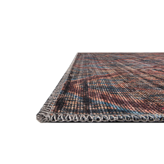 Peach and Blue 8' x 8' Sisu Washable Square Rug