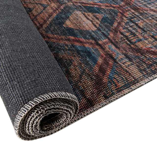 Peach and Blue 8' x 8' Sisu Washable Square Rug
