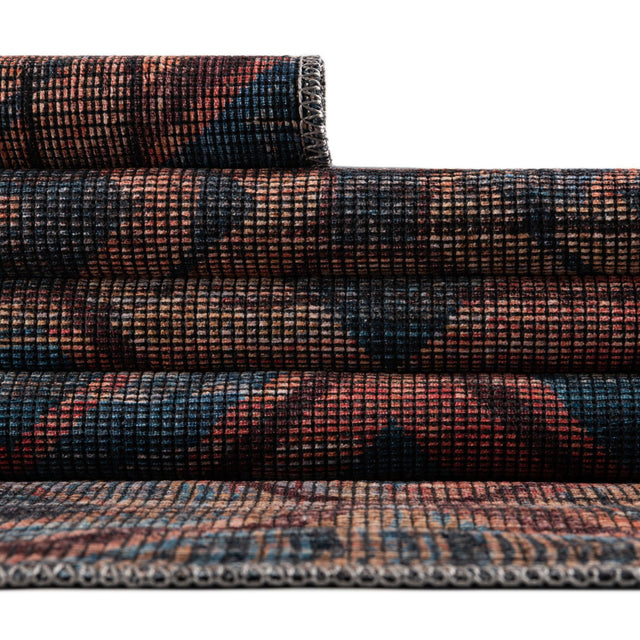 Peach and Blue 8' x 8' Sisu Washable Square Rug