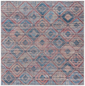 Peach and Blue 7' 3 x 7' 3 Sisu Washable Square Rug