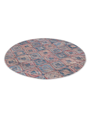 Washable Peach and Blue 3' 11 x 3' 11 Sisu Round Area Rug Easy to Clean Stain Resistant & Durable Polyester Chenille Distressed Vintage Look Carpet for Sale at Rug Engine