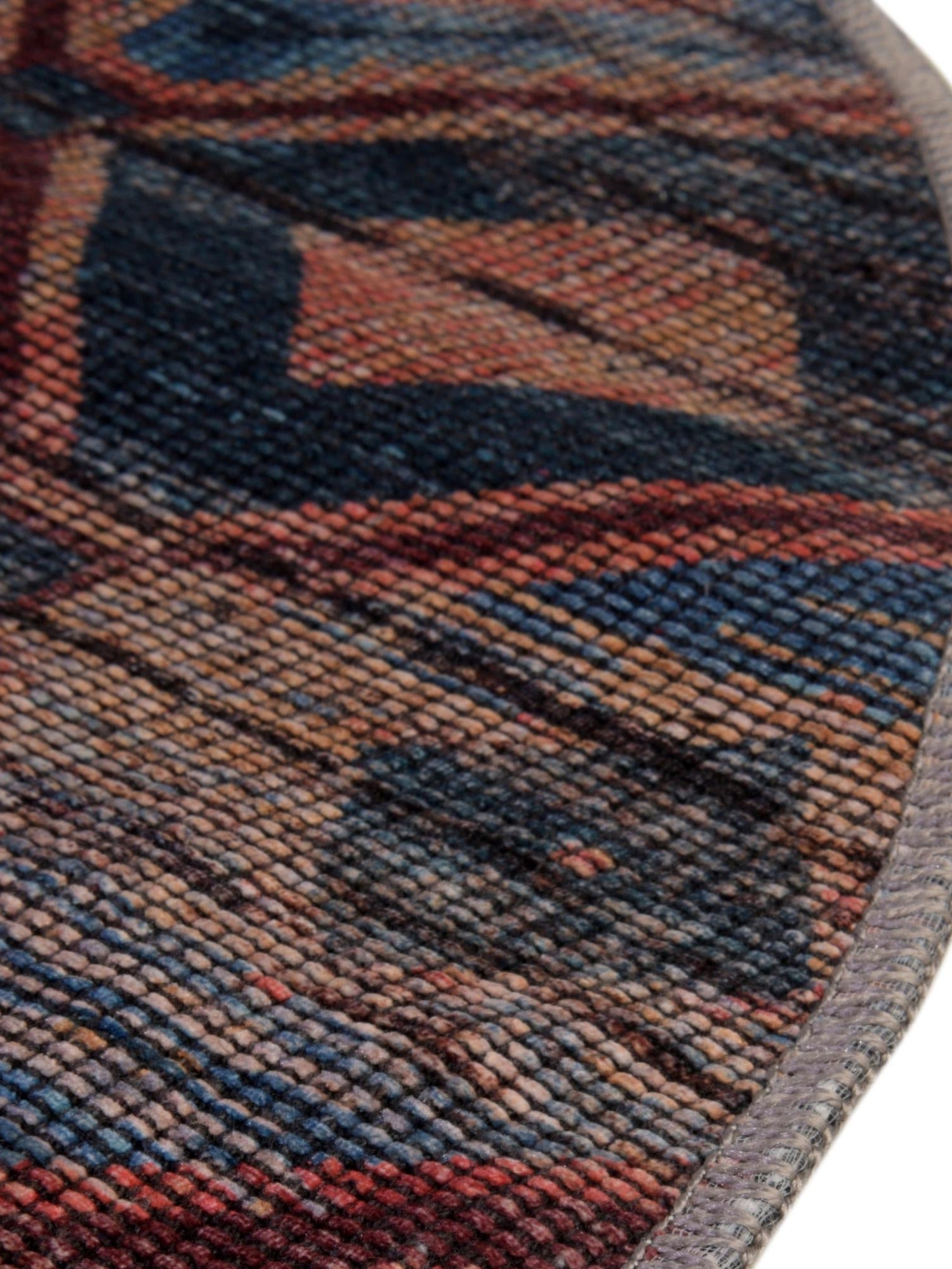 Washable Peach and Blue 3' 3 x 3' 3 Sisu Round Area Rug Easy to Clean Stain Resistant & Durable Polyester Chenille Distressed Vintage Look Carpet for Sale at Rug Engine