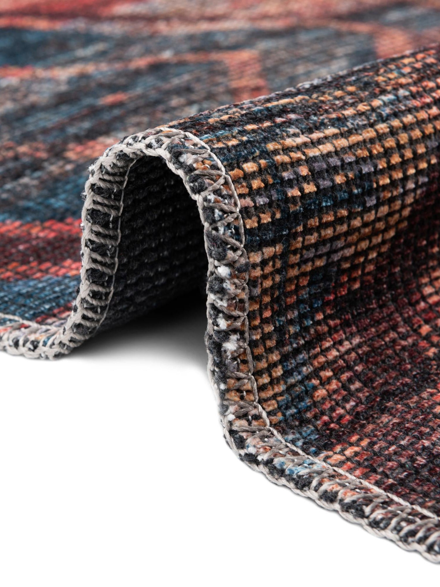 Washable Peach and Blue 3' 3 x 3' 3 Sisu Round Area Rug Easy to Clean Stain Resistant & Durable Polyester Chenille Distressed Vintage Look Carpet for Sale at Rug Engine