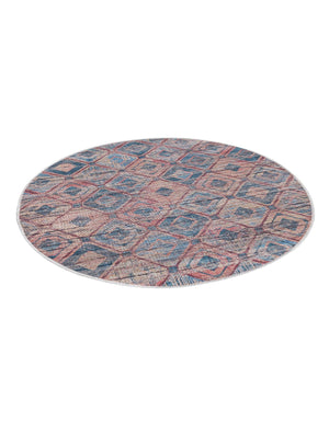 Washable Peach and Blue 3' 11 x 3' 11 Sisu Round Area Rug Easy to Clean Stain Resistant & Durable Polyester Chenille Distressed Vintage Look Carpet for Sale at Rug Engine