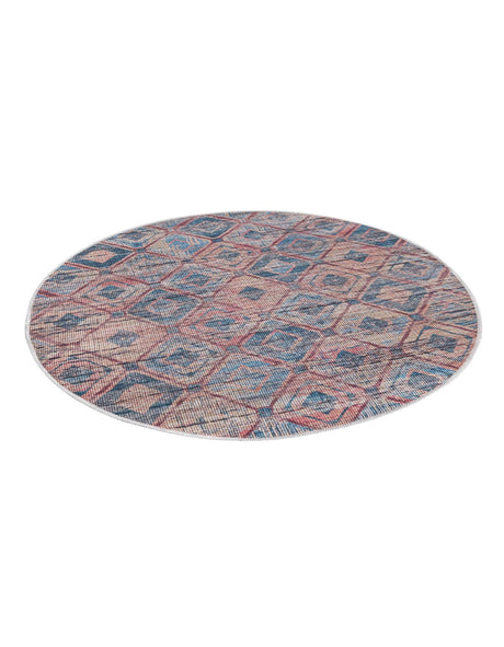 Washable Peach and Blue 3' 11 x 3' 11 Sisu Round Area Rug Easy to Clean Stain Resistant & Durable Polyester Chenille Distressed Vintage Look Carpet for Sale at Rug Engine