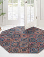 Washable Peach and Blue 5' 3 x 5' 3 Sisu Octagon Area Rug Easy to Clean Stain Resistant & Durable Polyester Chenille Distressed Vintage Look Carpet for Sale at Rug Engine