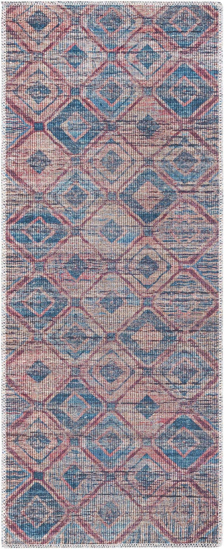 Washable Peach and Blue 2' x 5' Sisu Runner Area Rug Easy to Clean Stain Resistant & Durable Polyester Chenille Distressed Vintage Look Carpet for Sale at Rug Engine