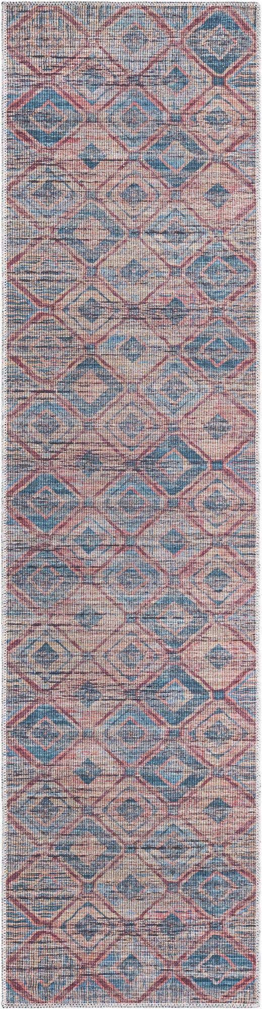 Washable Peach and Blue 2' x 7' 10 Sisu Runner Area Rug Easy to Clean Stain Resistant & Durable Polyester Chenille Distressed Vintage Look Carpet for Sale at Rug Engine