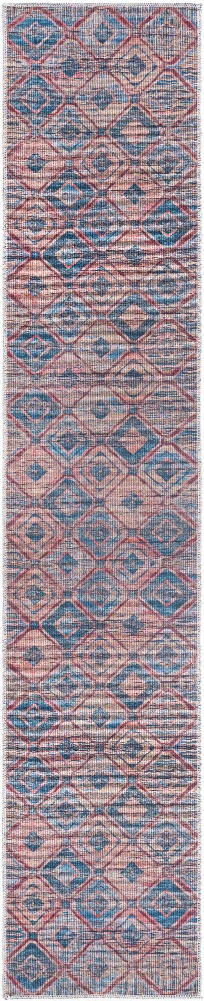 Washable Peach and Blue 2' x 10' Sisu Runner Area Rug Easy to Clean Stain Resistant & Durable Polyester Chenille Distressed Vintage Look Carpet for Sale at Rug Engine